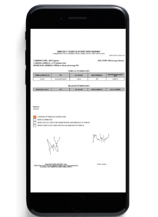 driver's vehicle inspection report